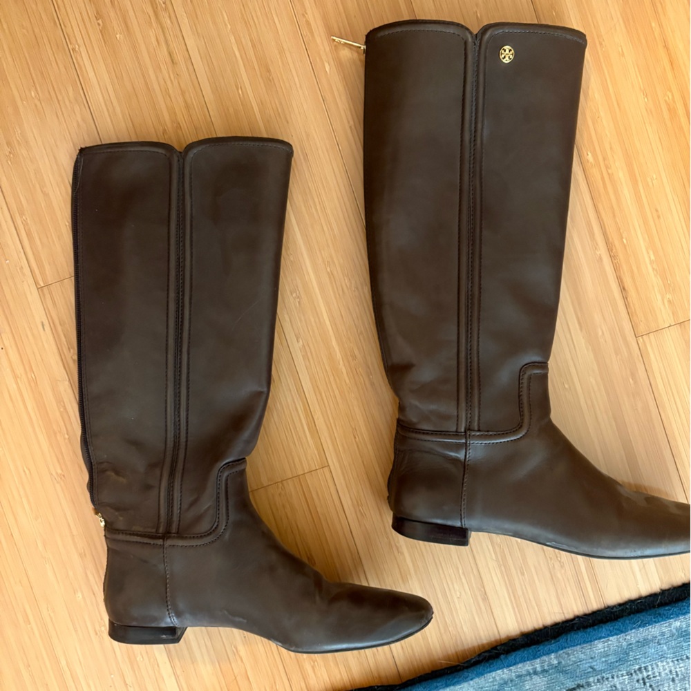 Tory Burch Brown (Coconut) Leather Riding Boots. Size 9. In box ! - Picture 2 of 9